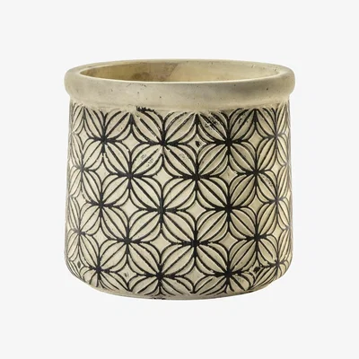 Perch and Parrow Brenna Black and Natural Patterned Pot, Small