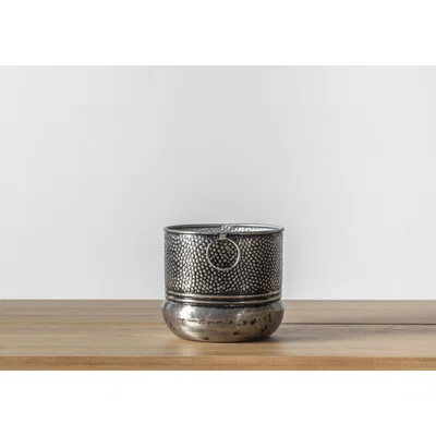 Perch and Parrow Marianna Textured Nickel Planter, Small