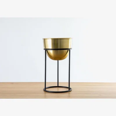 Perch and Parrow Julie Large Back and Gold Metal Planter