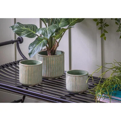 Perch and Parrow Tatum Green and Gold Pot, Large