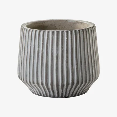 Perch and Parrow Warrick Striped Pot in Whitewash, Small