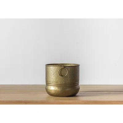 Perch and Parrow Marianna Textured Brass Planter, Small