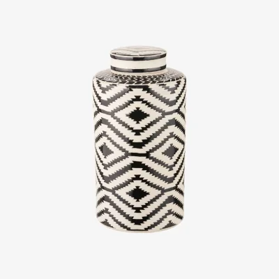 Pagazzi Chirala Black & White Aztec Ceramic Jar