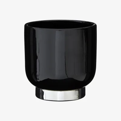 The Range Callie Black Small Planter With Silver Finish Base - Black