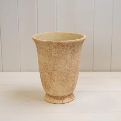 The Range Sturdy Tan Clay Cement Urn Pot - Tan