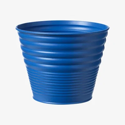 The Range Set of 3 Tin Indoor Plant Pots - Marino Blue