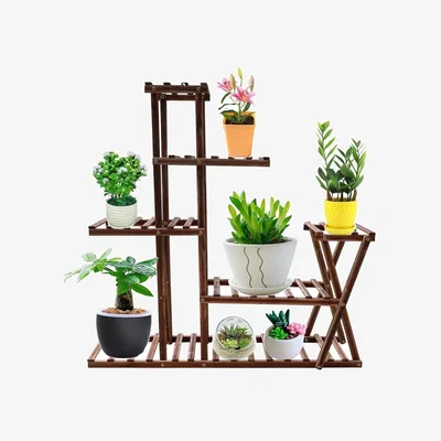 The Range Wooden Multi Shelf 5 Tier Plant Stand - Brown