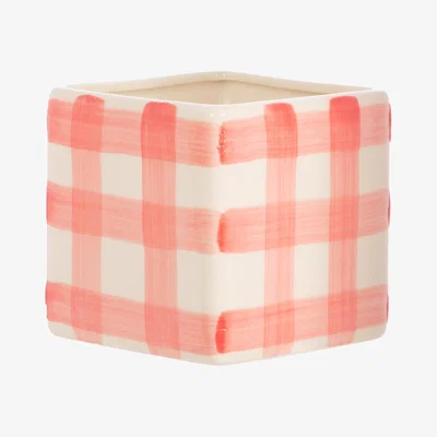 The Range Square Stoneware Indoor Plant Pot - Pink