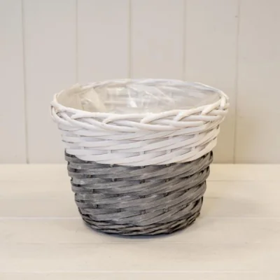 The Range Handcrafted Two Tone White/Grey Willow Planter - White