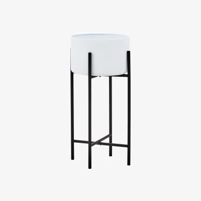 The Range Trosa Large White And Black Floor Standing Planter - Black & White