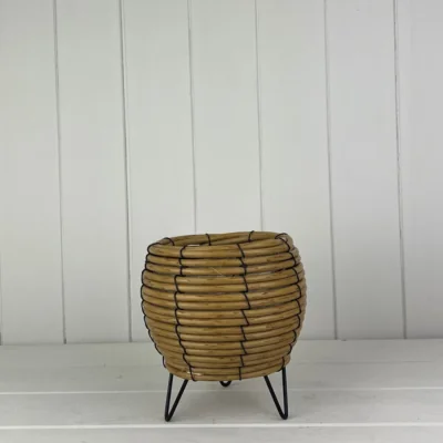 The Range Brown Bulbous Rattan Pot with Legs - Brown