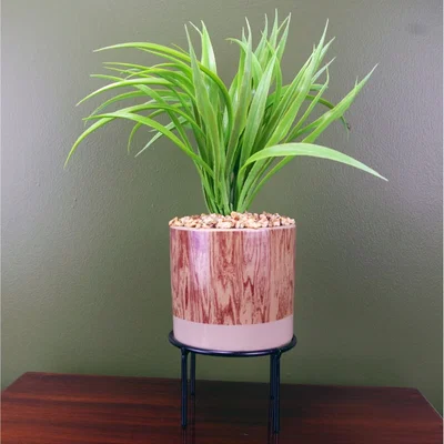 The Range 35cm Artificial Grass Plant with Ceramic Planter and Metal Stand - Green