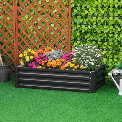 The Range Raised Bed for Garden, Galvanized Outdoor Planter - Grey