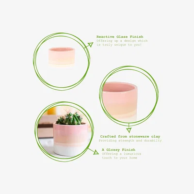The Range Reactive Glaze Plant Pots 3 Sizes - Pink