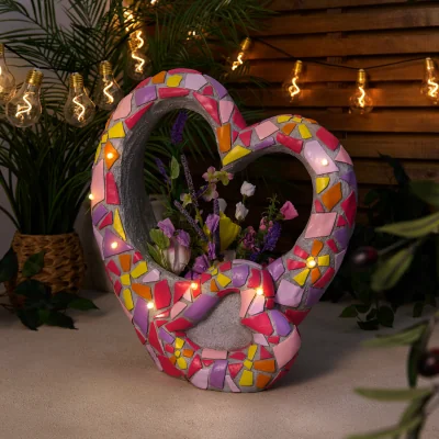 The Range Solar Mosaic Heart Planter