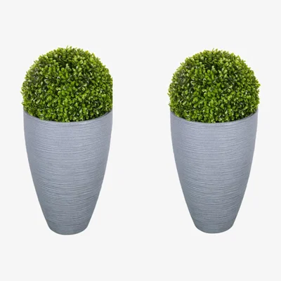 The Range Elegant Tall Garden Planters  - Grey / 43cm / 28cm