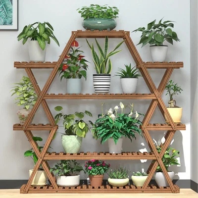The Range Large 6 Tier Plant Display Shelf - Dark Oak