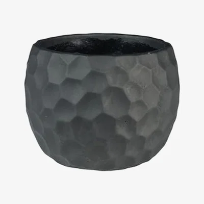 The Range Honeycomb Design Plant Pot - Black / 12cm / 9cm