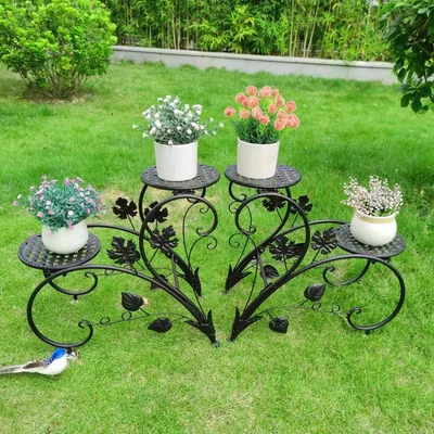 The Range Classic Metal Plant Stand Flower Pot Holder - Black