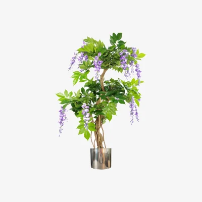 The Range Artificial Tree With Natural Wood Trunk And Planter 110cm - Green