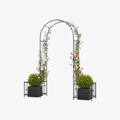 The Range Garden Archway with Planter Box - Black