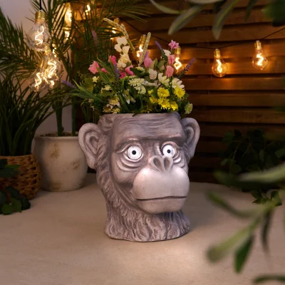 The Range Solar Monkey Planter - Grey