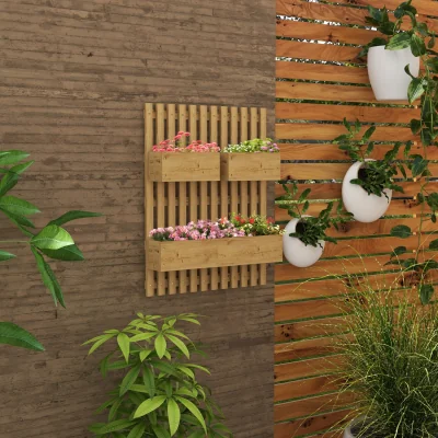 The Range Wall-mounted Garden Planters with Trellis 3 Movable - Carbonised