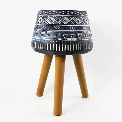 The Range 44cm x 26cm  Aztec Blue Composite  Large Planter - Blue