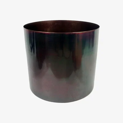 The Range Leaf Metal Planter Plant Pot Iridescent Rainbow Finish - Black