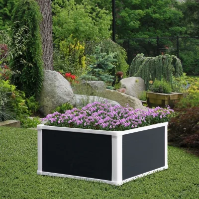 The Range Garden Raised Bed Planter Grow Containers Flower Vegetable Pot PP - Grey and White / 60cm