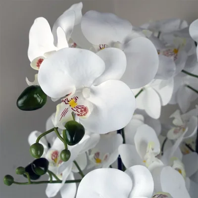 The Range Orchid Artificial White Gold Ceramic Planter - 60cm White / Gold Planter