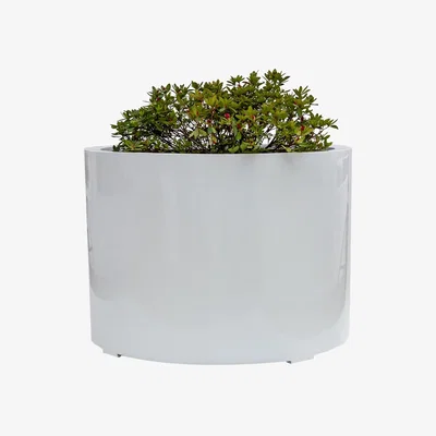 The Range Stone Composite Low Cylinder Planter - White / 85cm