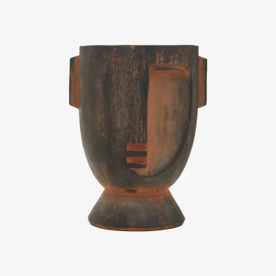 The Range Darnell Large Rustic Face Planter - Brown