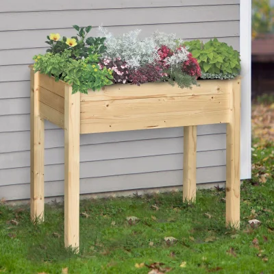 The Range Garden Wooden Planter Container - Natural Wood Color / 46cm