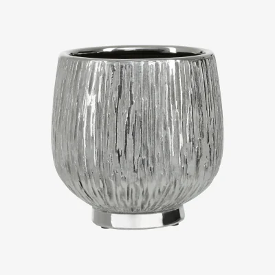 The Range Hesper Small Silver Ceramic Planter - Silver