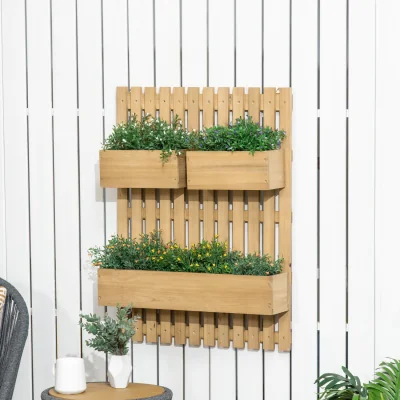 The Range Wall-mounted Garden Planters with Trellis 3 Movable - natural