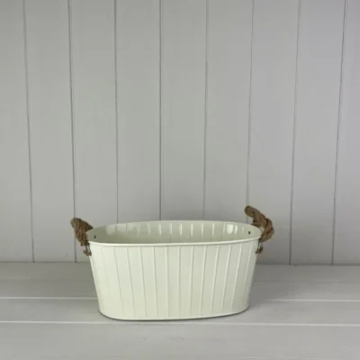 The Range Cream Oval Tapered Trough with Rope Handles and Drainage Holes - Cream