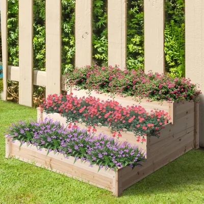 The Range Wooden Raised Bed 3 Tier Planter Kit - Natural