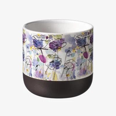 The Range Ceramic Abstract Floral Indoor Plant Pot - Multicolour