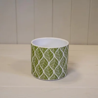The Range Rustic Sage Leafy Patterned Plant Pot - Pale Green