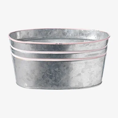 The Range Set of 2 Colour Stripe Tin Troughs   -  Cotton Candy