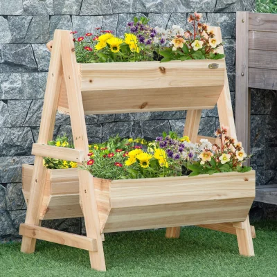 The Range Raised Garden Bed Wood Planter Box - Natural