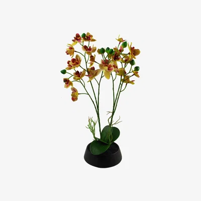 The Range Realistic Large Pink Yellow Artificial Orchid in Ceramic Planter - Yellow Pink