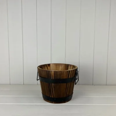 The Range Brown Sturdy Wooden Barrel with 2 Metal Bands and handles - Brown