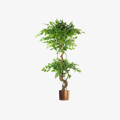 The Range Artificial Twisted Trunk Tree With Metal Planter 150cm - Green