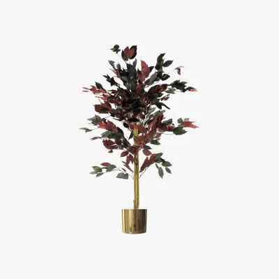 The Range Artificial Office Plants Ficus Tree with Golden Planter - Red Ficus Gold Pot