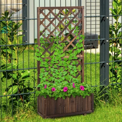 The Range Garden Wooden Pine Trough Planter - Carbonised finish