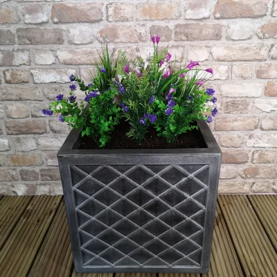 The Range Large Lazio Square Pewter Garden Planter - Grey