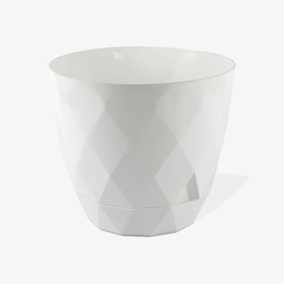 The Range Diamond Round Plant Pot - White / 22cm