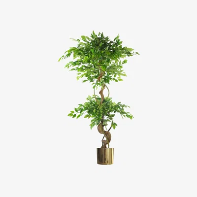 The Range Dyzi Artificial Twisted Trunk Tree With Metal Planter 150cm - Green